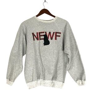 VTG 80s Gray Crewneck Sweatshirt with Newfoundland Dog Appliqué NEWF